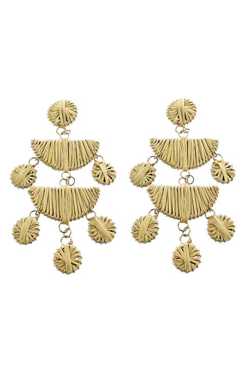 Rattan Geometric Drop Earrings