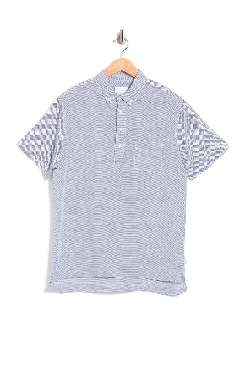 Onia Josh Linen Blend Stripe Polo, Alternate, color, 