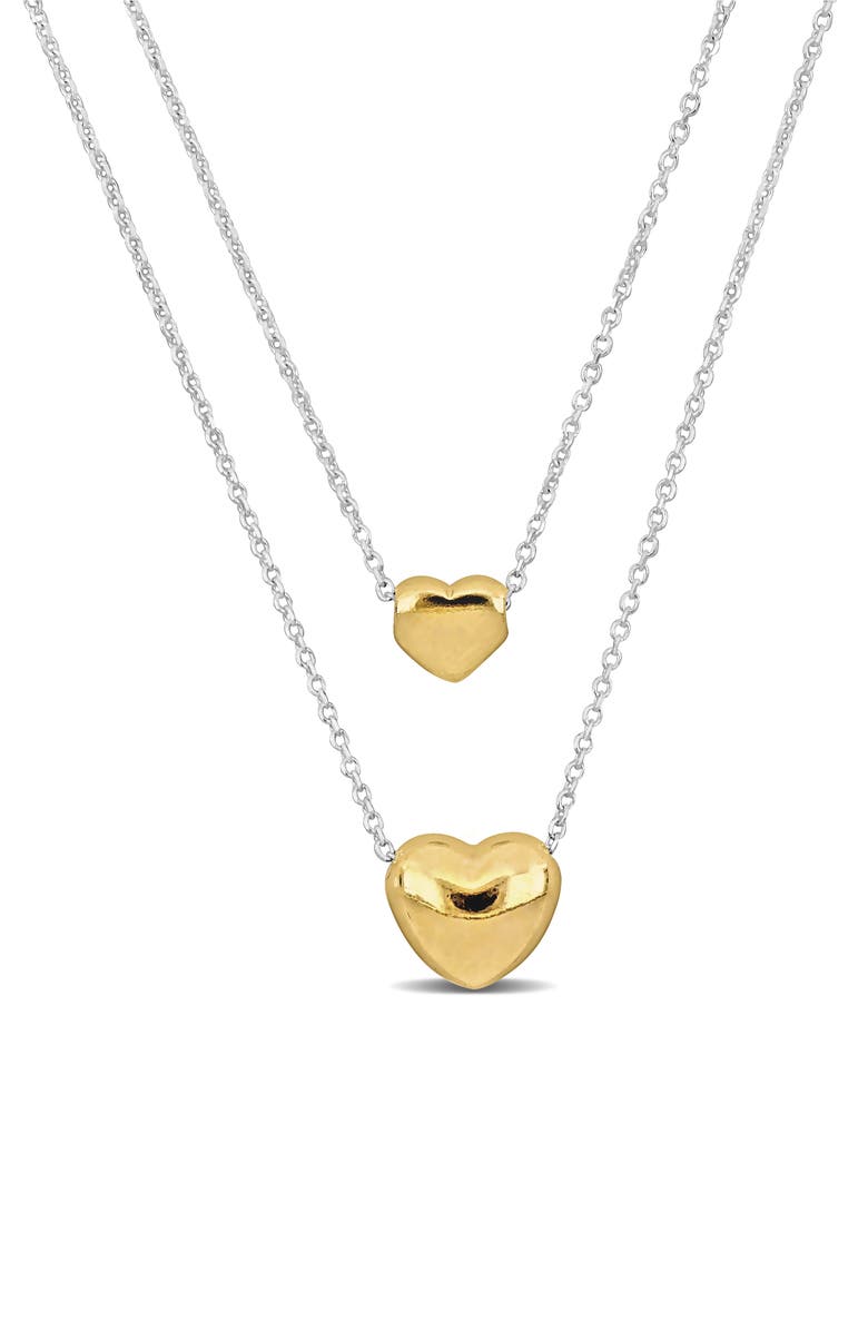 DELMAR Heart Charm Double Strand Necklace, Main, color, Gold