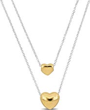DELMAR Heart Charm Double Strand Necklace