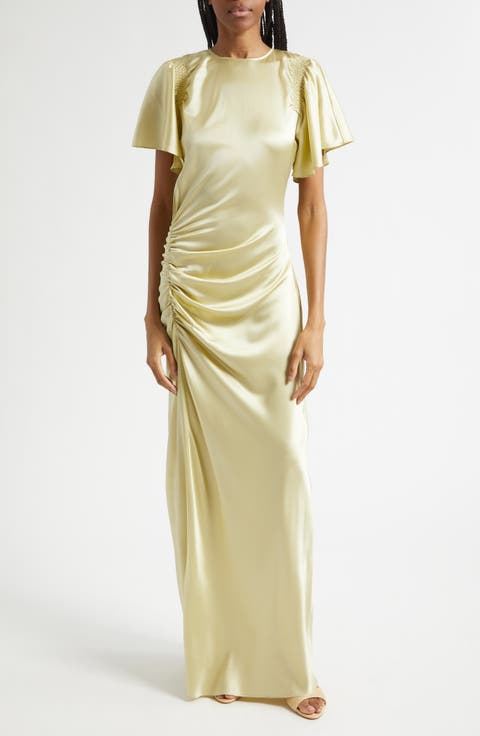 Huntleigh Side Ruched Silk Blend Gown