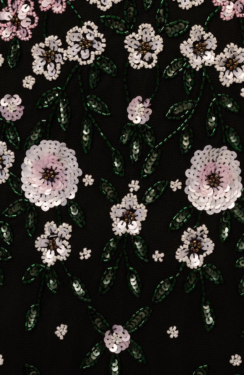 Adrianna Papell Beaded Floral Mesh A-Line Gown, Alternate, color,