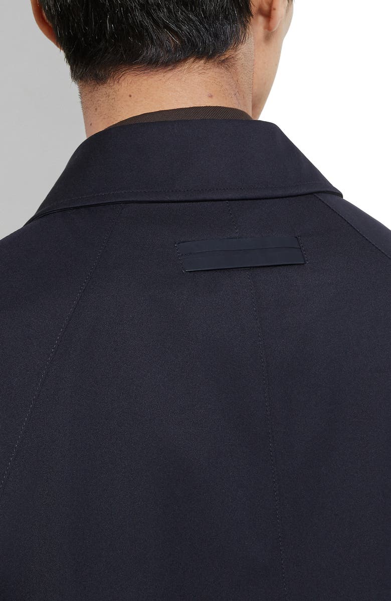 ZEGNA Water Repellent Microfiber Twill Raincoat, Alternate, color, Navy Blue