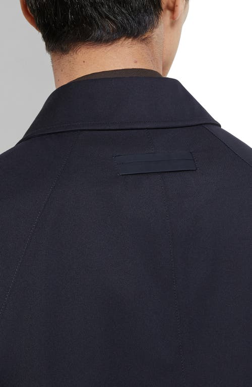 Zegna Water Repellent Microfiber Twill Raincoat In Blue