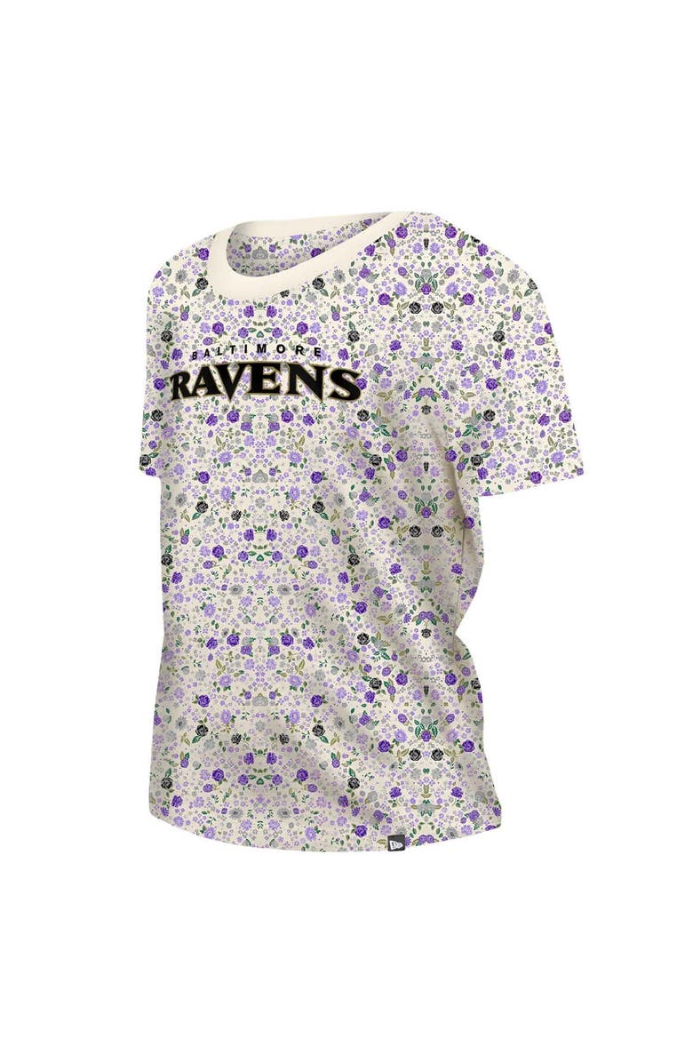 New Era Women's New Era Cream Baltimore Ravens Glam Game Floral T-Shirt, Alternate, color, Cream