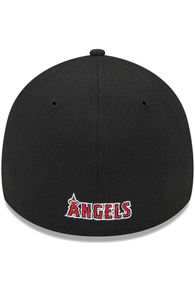 Men's New Era Black Los Angeles Angels Logo 39THIRTY Flex Hat, Alternate, color, Black