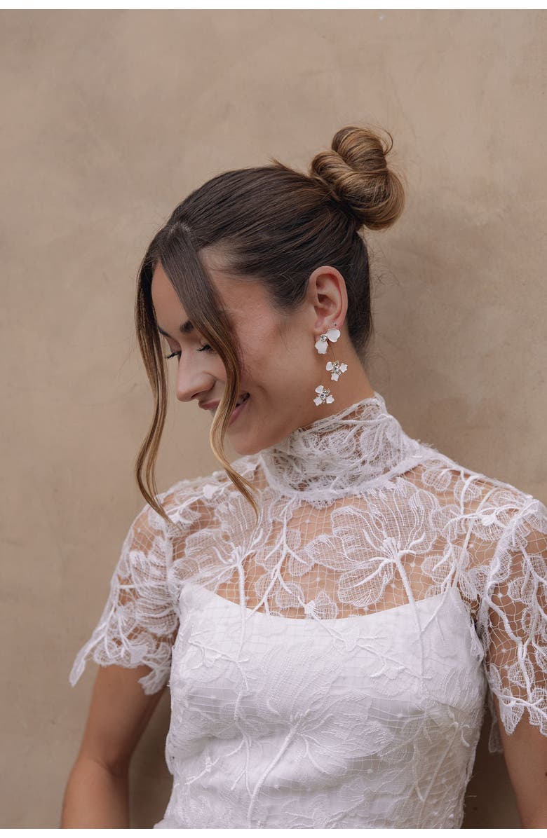 Untamed Petals Cove Crystal Statement Earrings, Alternate, color, Gold