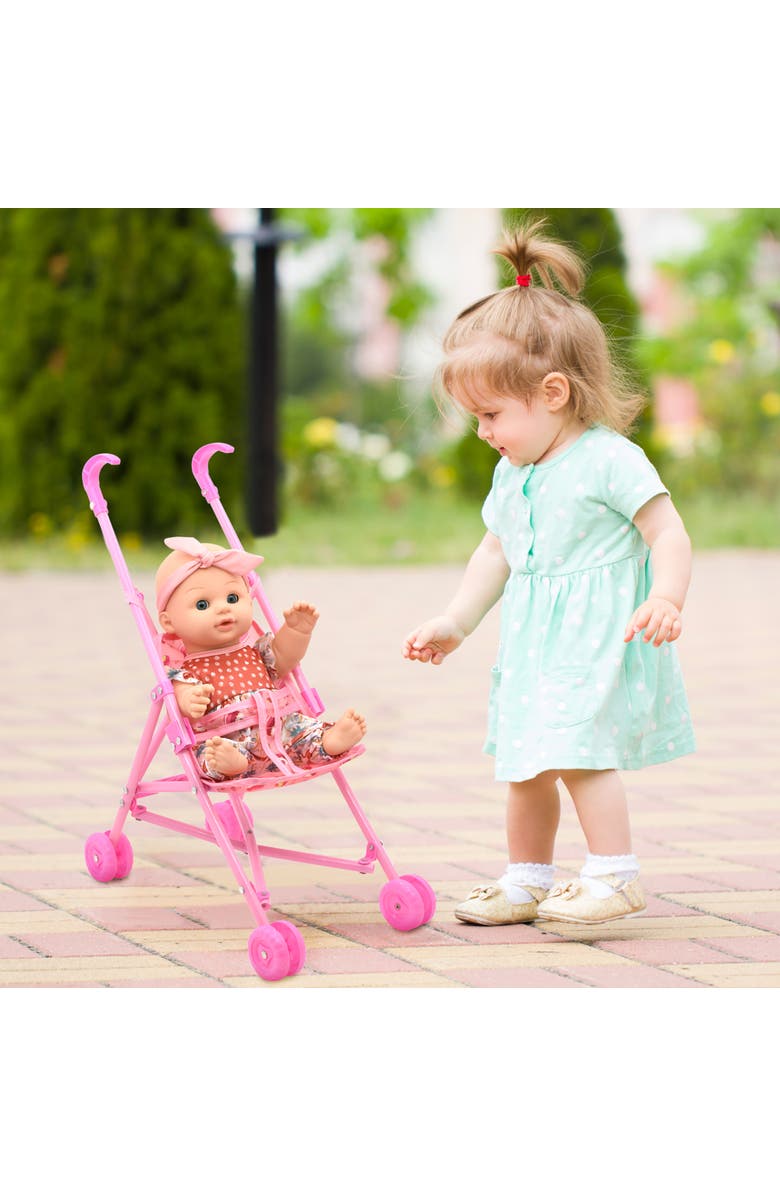 Little Darlings Out For A Stroll Flamingo Jumper Pink 
Blue Outfit 12", 3+, Alternate, color, Multicolored