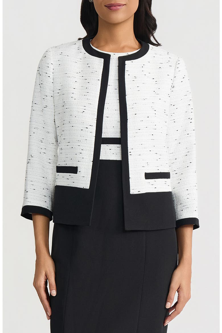 Contrast Trim Cardigan, Main, color, LILY WHITE/ BLACK