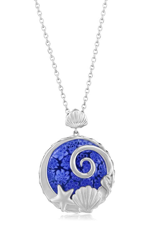 Sterling Silver Venetian Murano Glass Pendant Necklace