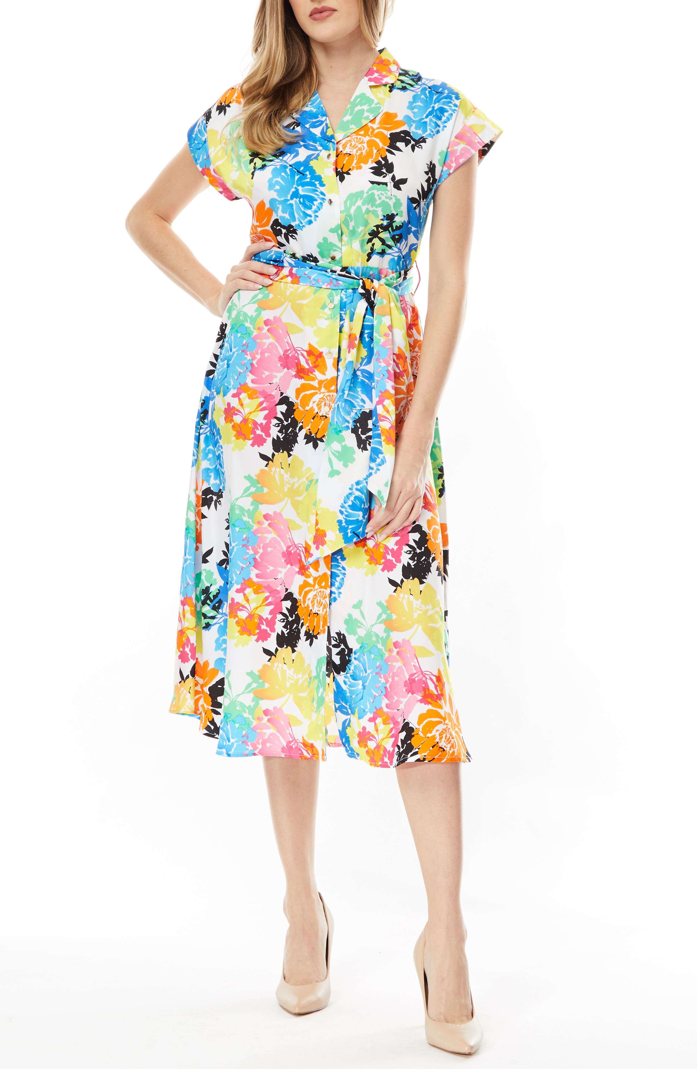 BY DESIGN Aurelia Cap Sleeve Midi Dress