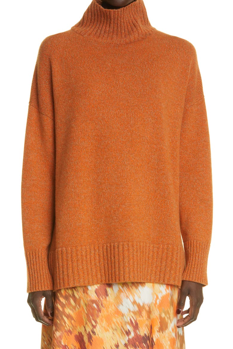 Mélange Cashmere Sweater, Main, color, EMBER ORANGE MULTI