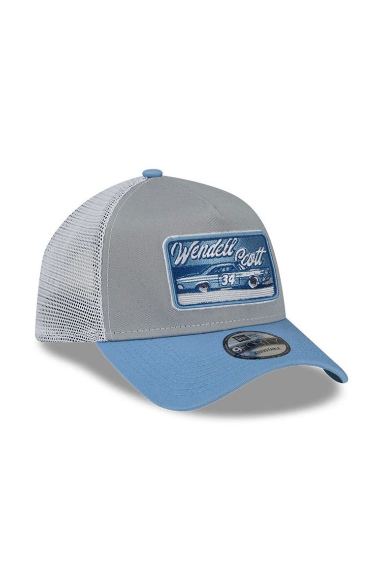New Era Men's New Era Light Blue/Gray Wendell Scott Legends 9FORTY A-Frame Trucker Snapback Adjustable Hat, Alternate, color, 