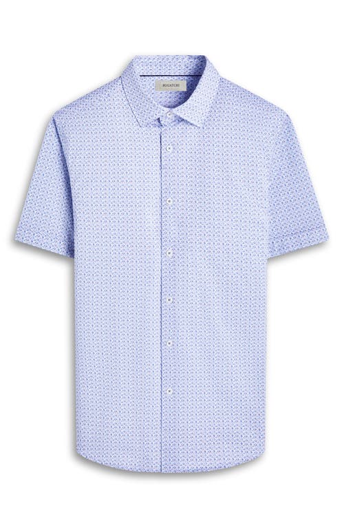 Bugatchi Miles Ooohcotton® Floral Short Sleeve Button-up Shirt In Cobalt