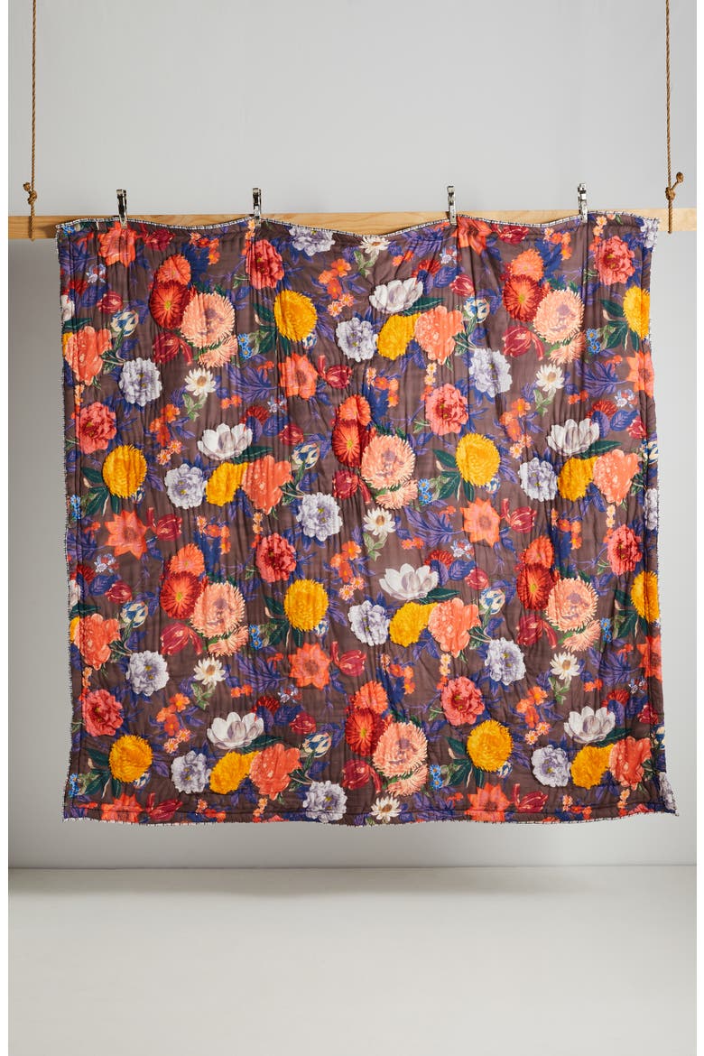 Anthropologie Agneta Reversible Quilt, Alternate, color, NAVY