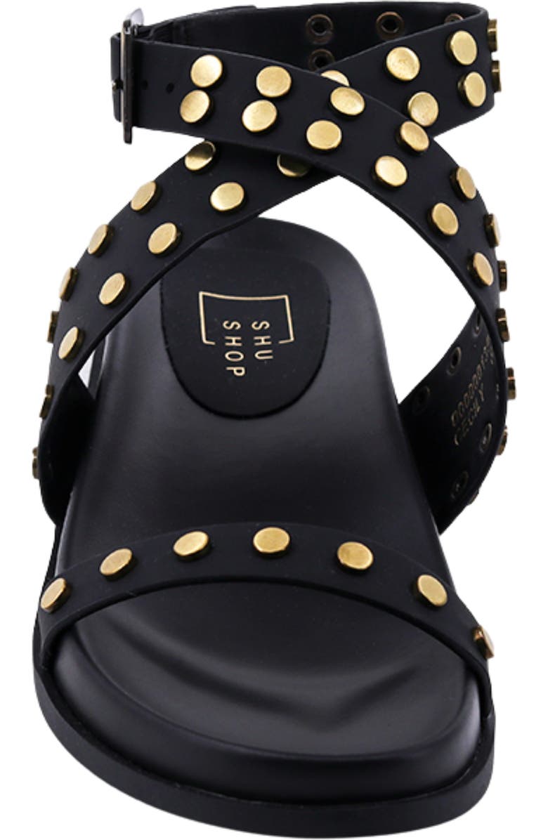 SHUSHOP Cicily Ankle Strap Sandal, Alternate, color, Black