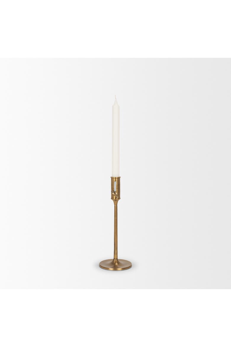 Chantria Solid Adjustable Taper Candle Holder, Alternate, color, Antiqued Brass