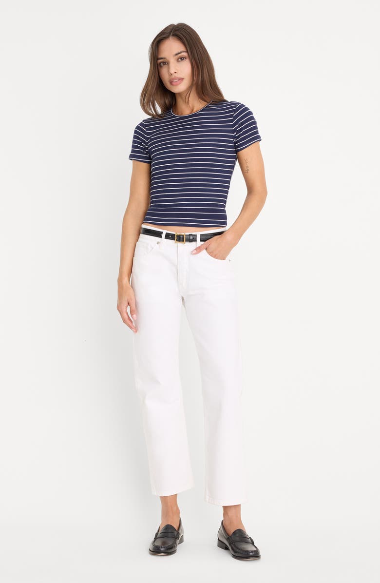 Good American Stripe Rib Baby Tee, Alternate, color, Simple Stripe Horizon Ink