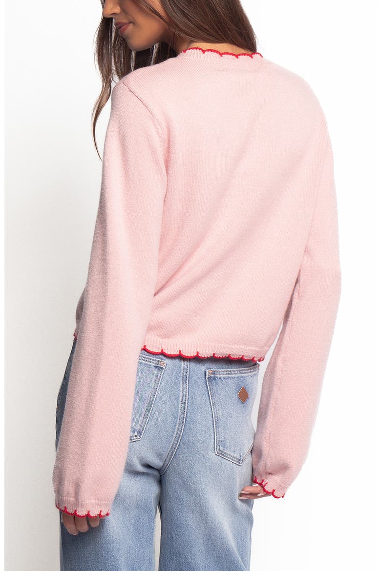 Payton Scallop Cardigan, Alternate, color, PINK RED