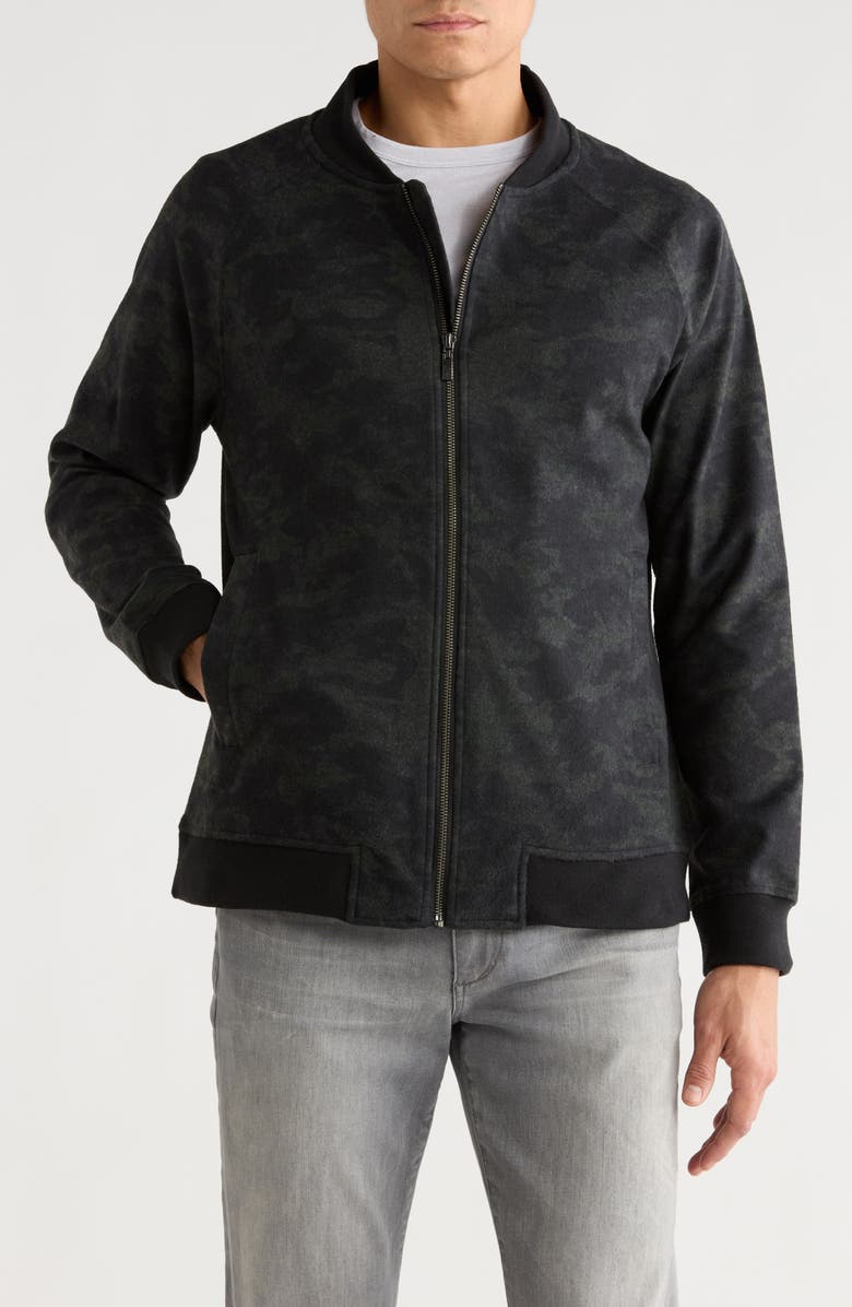 NICOBY Camo Print Baseball Bomber Jacket, Main, color, Camo