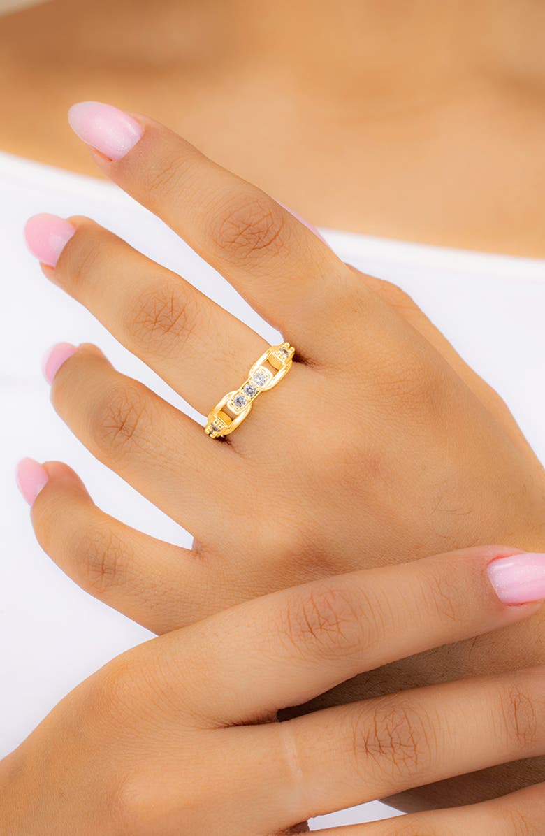 Sterling Forever Letty Cubic Zirconia Buckle Ring, Alternate, color, Gold