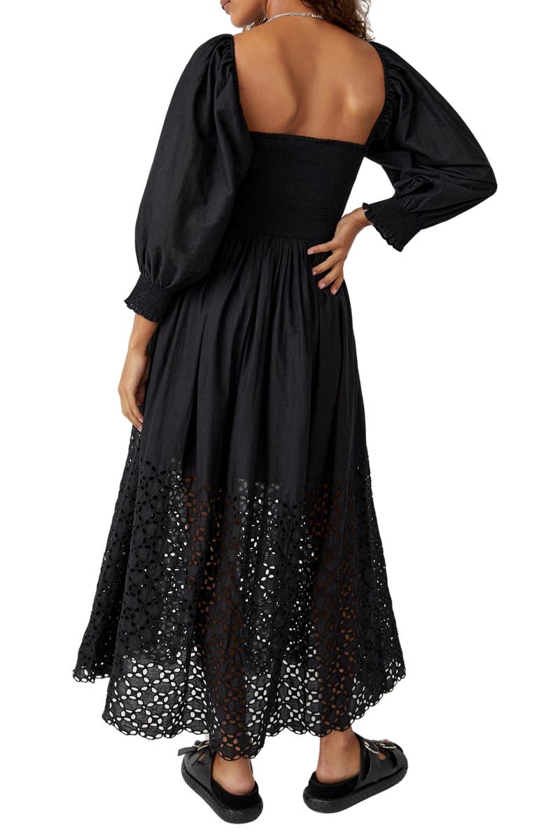 Free People Perfect Storm Smocked Eyelet Long Sleeve Maxi Dress, Alternate, color,