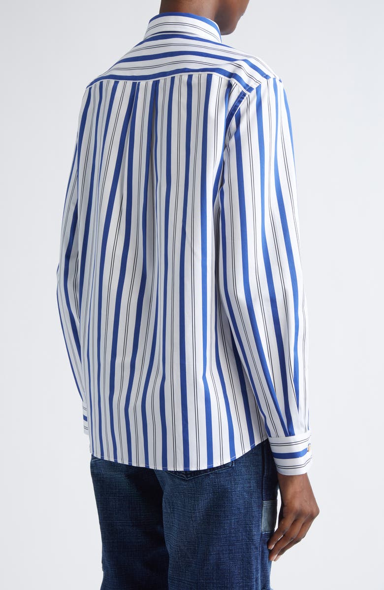 Wales Bonner Daylight Stripe Cotton Poplin Button-Down Shirt, Alternate, color, White/ Blue/ Black