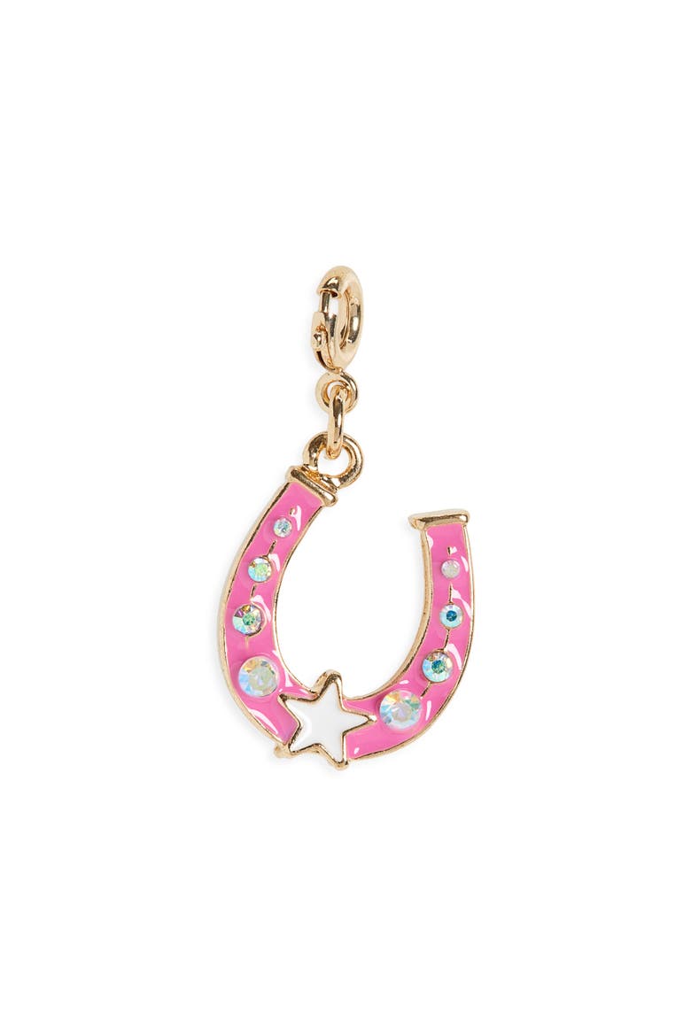 Kids' Goldtone Horseshoe Charm, Main, color, PINK MULTI