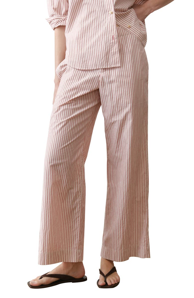 Marine Layer Marisol Pima Cotton Wide Leg Pants, Main, color, Clay Stripe
