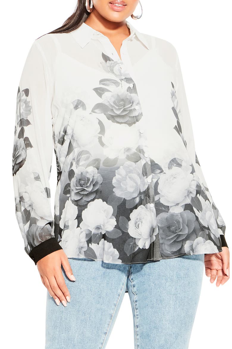 Victoria Relaxed Fit Floral Button-Up Shirt, Main, color, BLACK CAMELIA FL