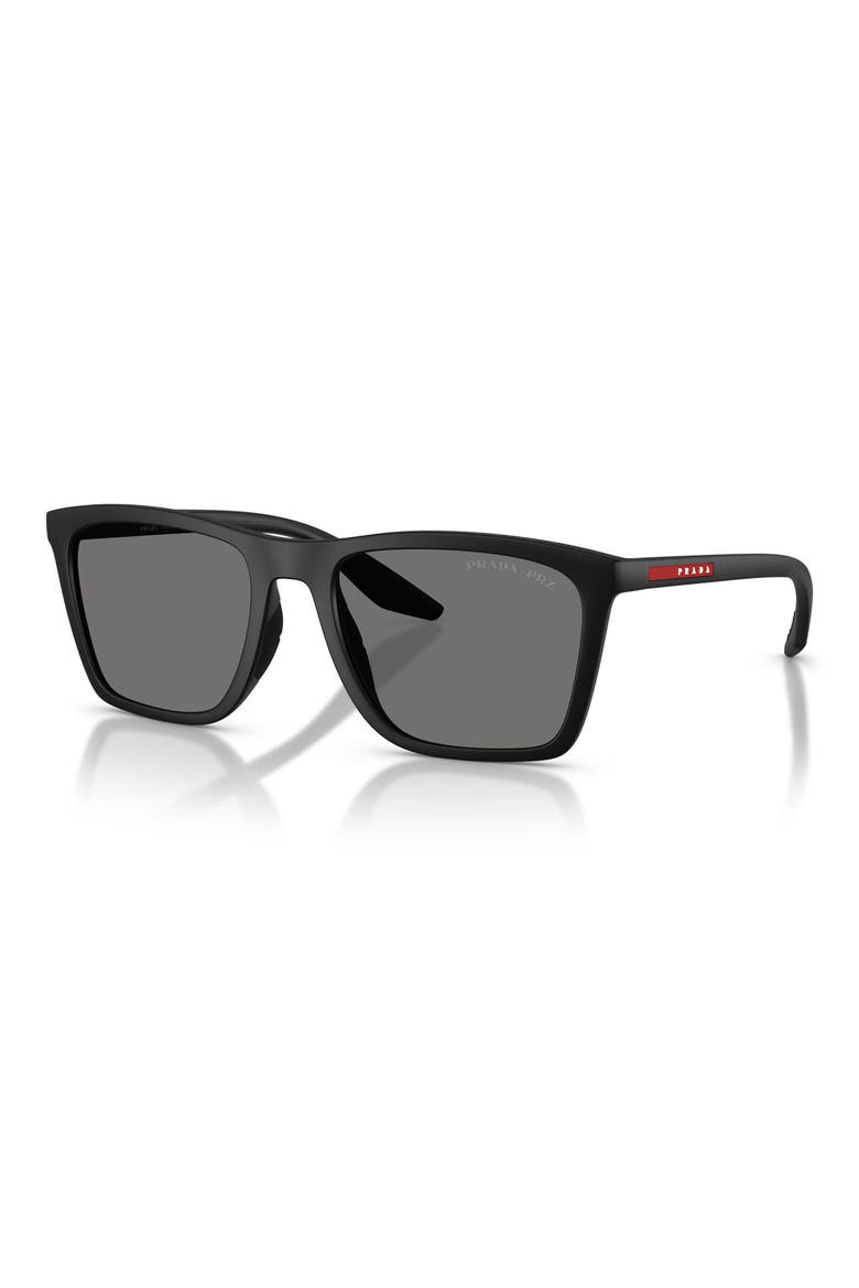 56mm Polarized Pillow Sunglasses, Alternate, color, MATTE BLACK / DARK GREY POLAR