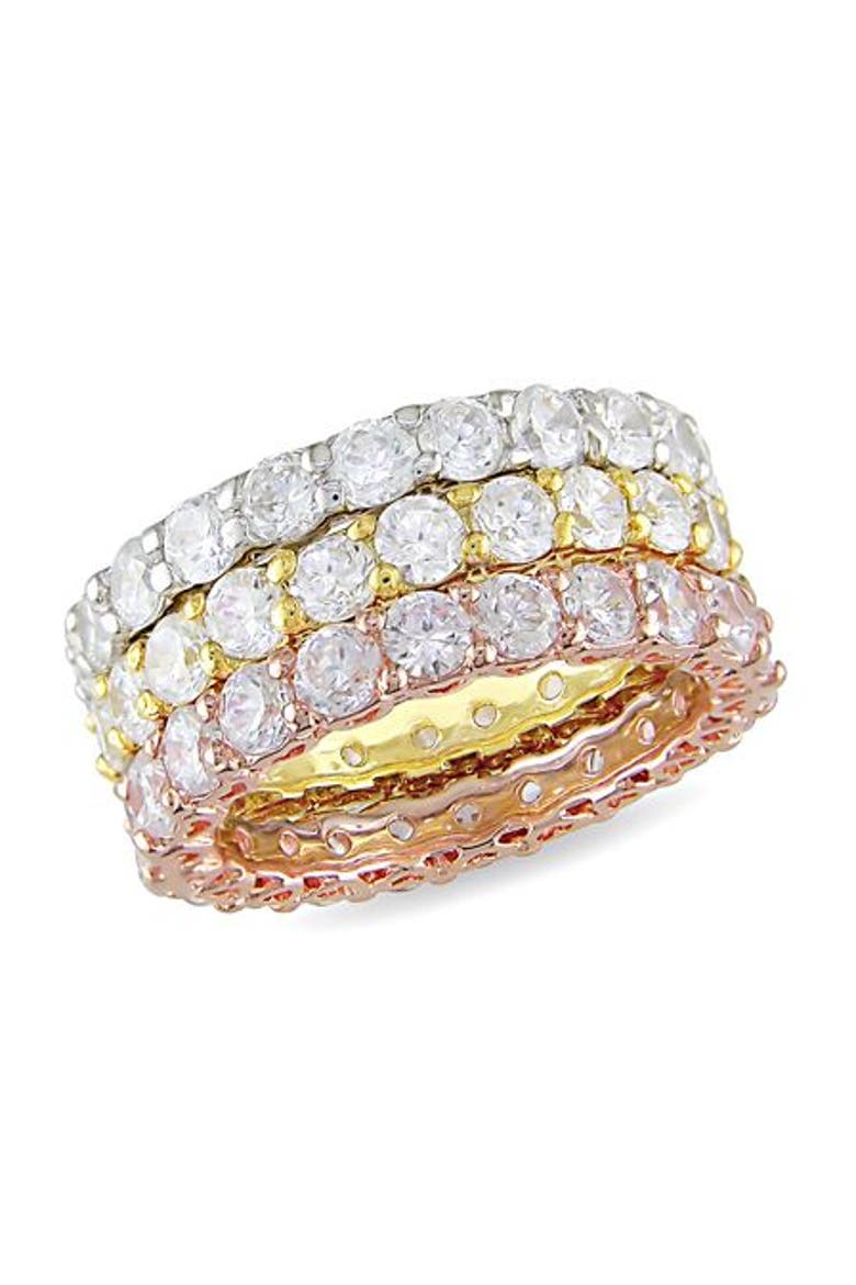 Cubic Zirconia Eternity 3-Piece Ring Set, Main, color, Cubic Zirconia