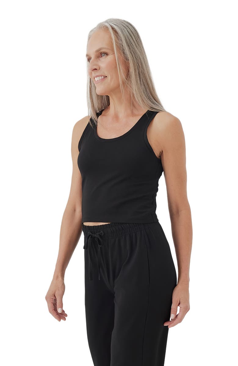 Pact Organic Cotton Cool Stretch Fitted Lounge Tank, Alternate, color, Black