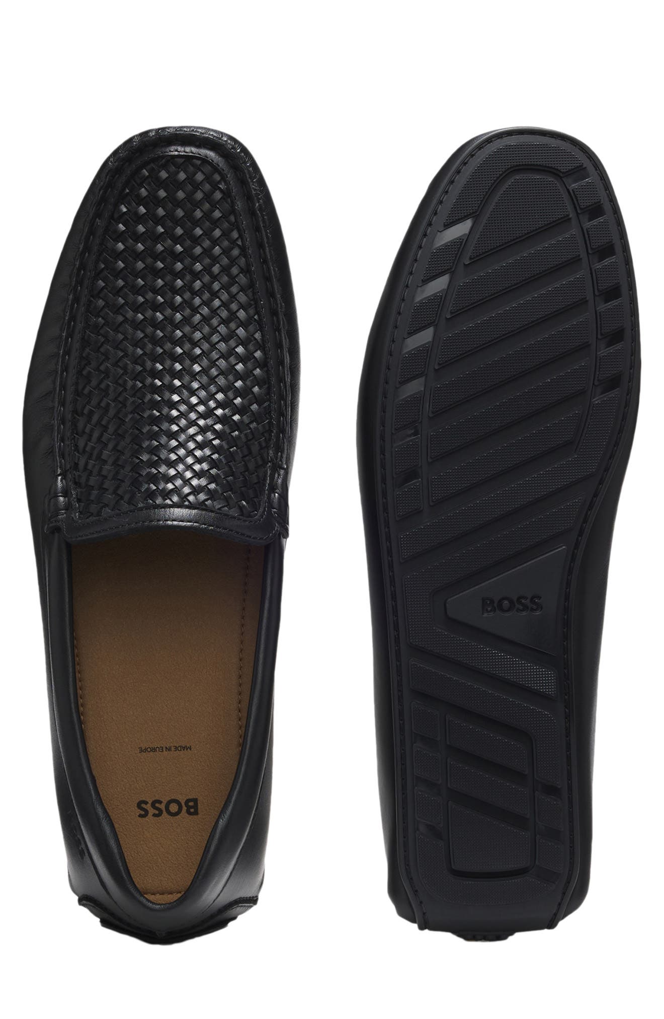 BOSS Noel Moc Toe Loafer, Alternate, color, Black