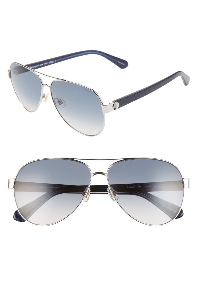 genevas 59mm gradient aviator sunglasses, Main, color, SILVER BLUE/ BLUE GRAD