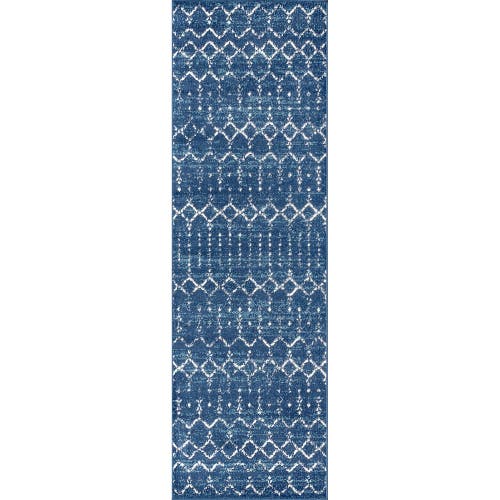 Jonathan Y Moroccan Hype Boho Vintage Diamond Area Rug In Blue/white
