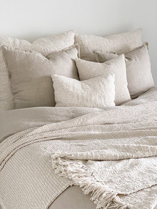Anaya Cozy Cotton Boucle Lumbar Pillow With Down Insert In White