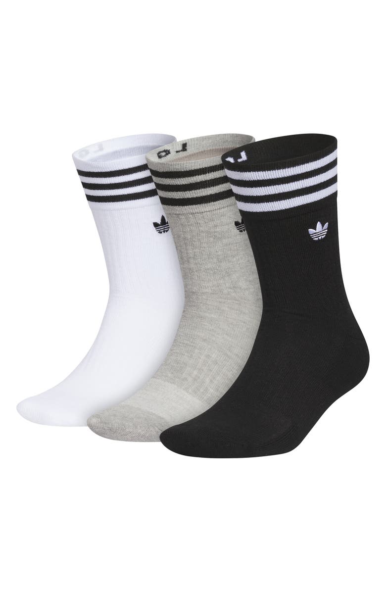 adidas Assorted 3-Pack Roller 4.0 Crew Socks, Main, color, White/ Heather Grey/ Black