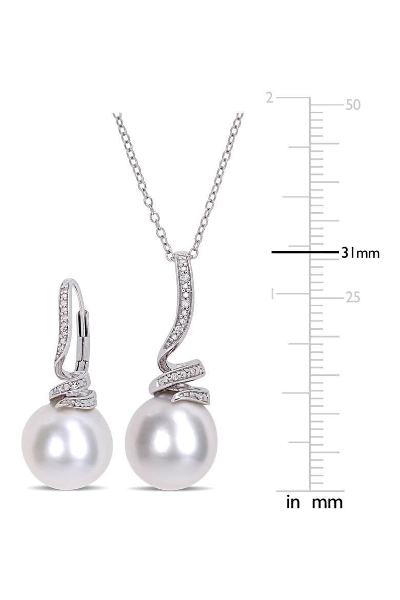 Cultured Freshwater Pearl & Diamond Necklace & Drop Earrings Set - 0.10ct., Alternate, color, WHITE