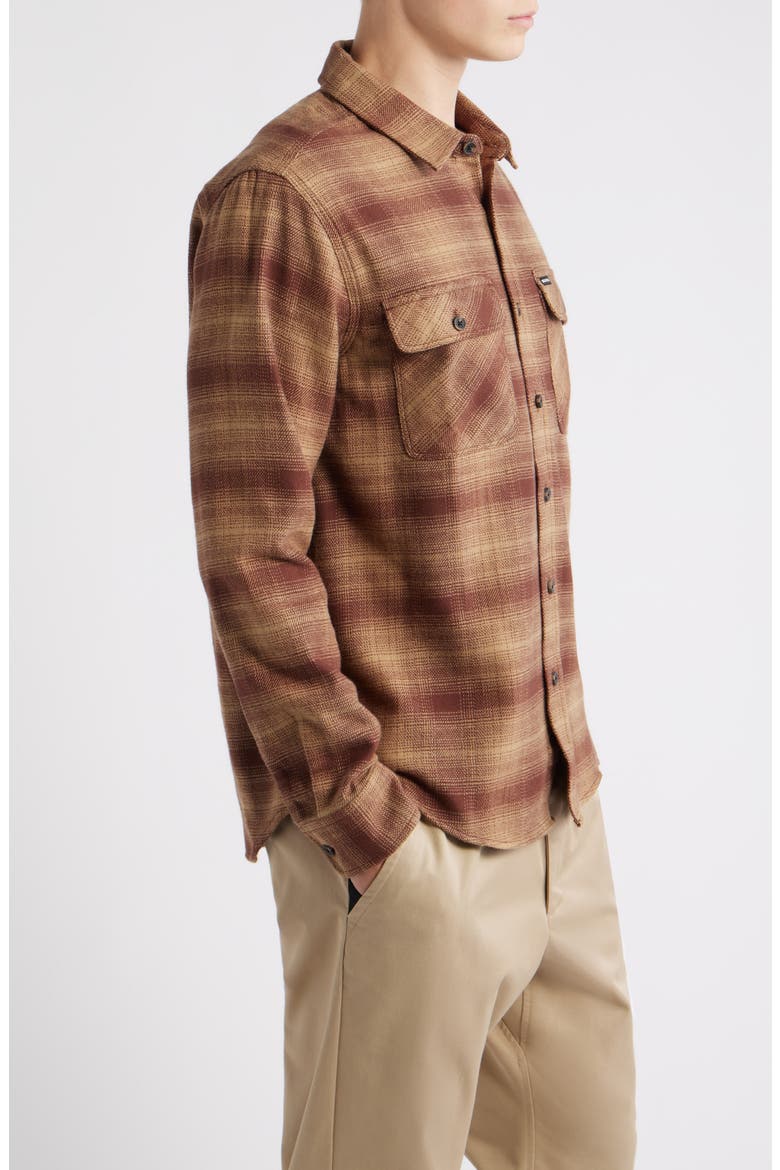 Bowery Plaid Flannel Button-Up Shirt, Alternate, color, CHOCOLATE/ KHAKI