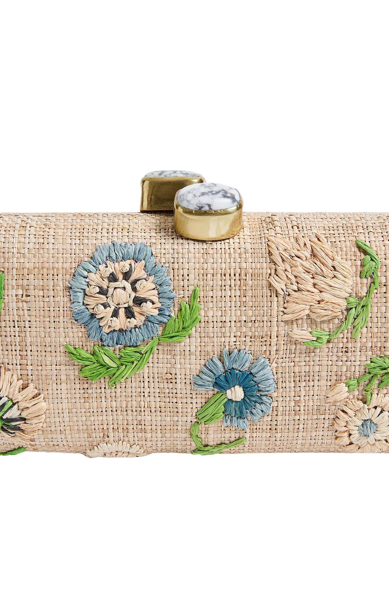 Pamela Munson Petite Fleur Raffia Clutch, Alternate, color, Natural/ Pastel