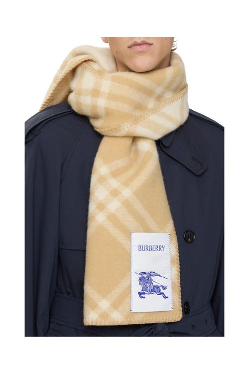 Burberry Check Wool Scarf In Brown