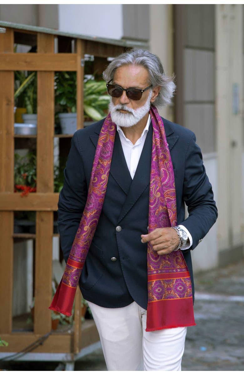 Elizabetta Ferrara - Silk Scarf for Men, Alternate, color, Magenta