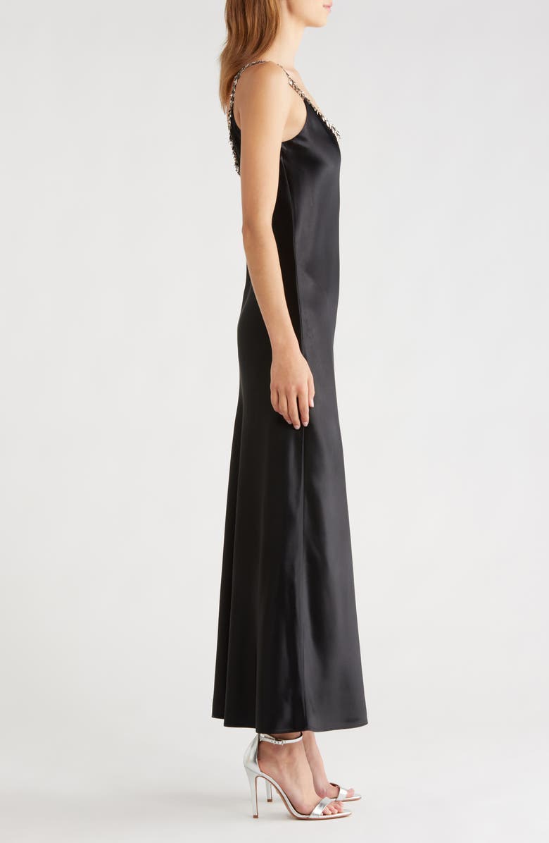 rag & bone Alessia Satin Slipdress, Alternate, color, Black