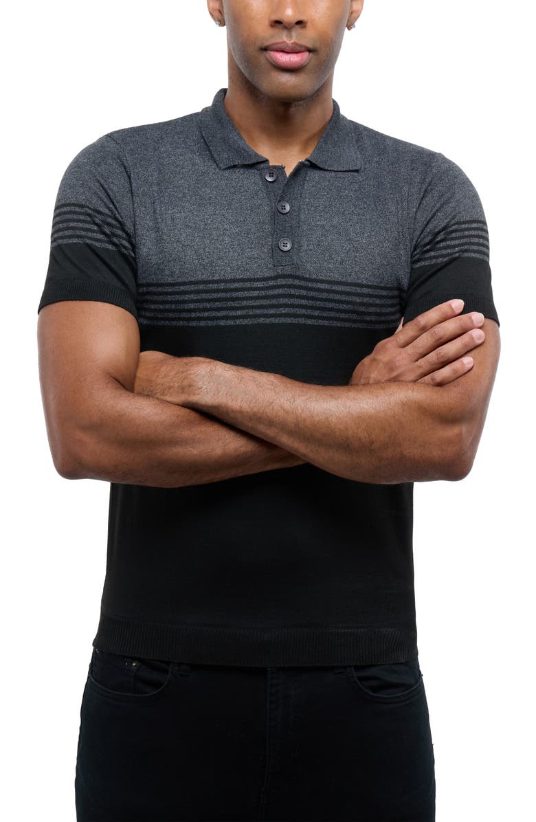 Spring + Mercer Golf Polo Sweater, Alternate, color, Charcoal/ Black