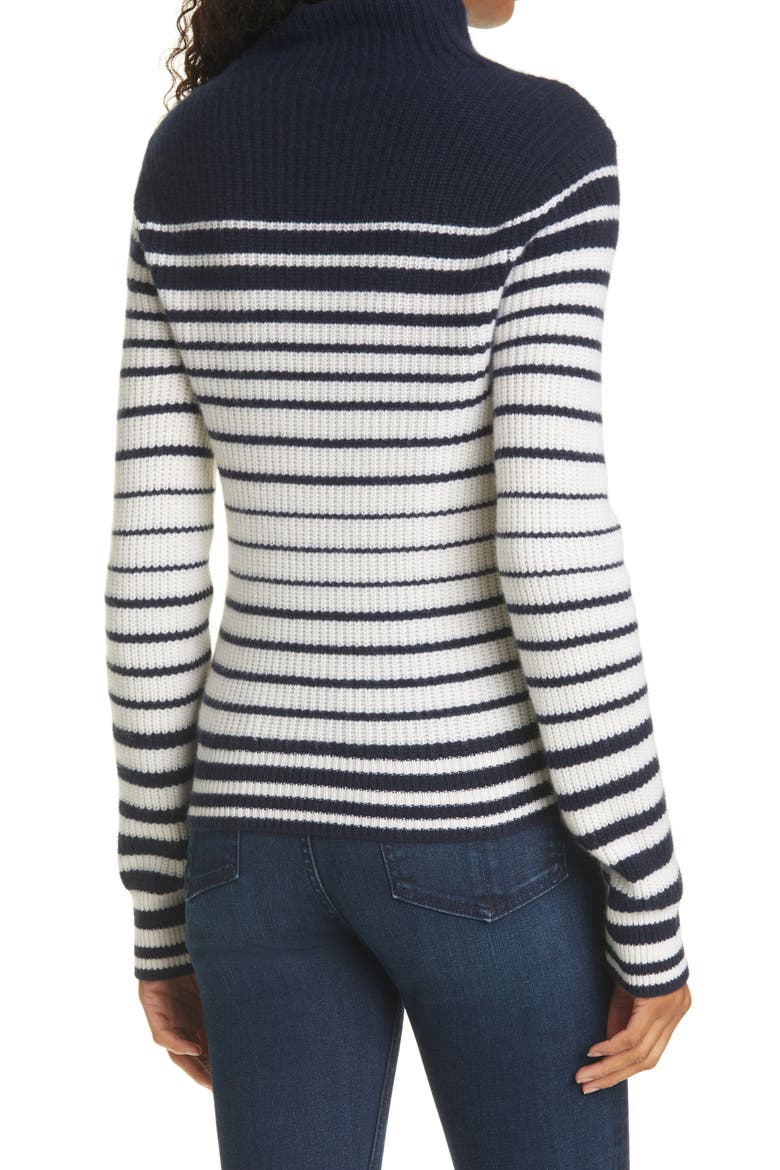Pierce Stripe Cashmere Turtleneck Sweater, Alternate, color, SALUTEIVRY
