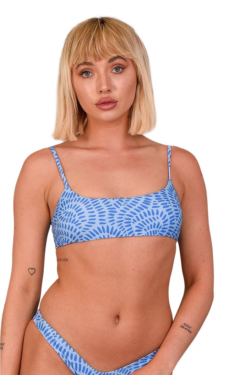 OOSC Moroccan Dream Lace up Crop Bikini Top, Alternate, color, Blue