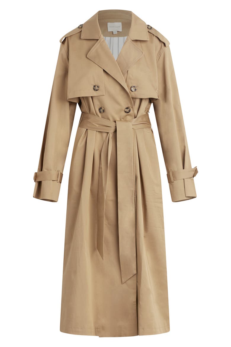 The Charles Tie Waist Double Breasted Trench Coat, Alternate, color, SAND