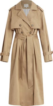 Favorite Daughter The Charles Tie Waist Double Breasted Trench Coat