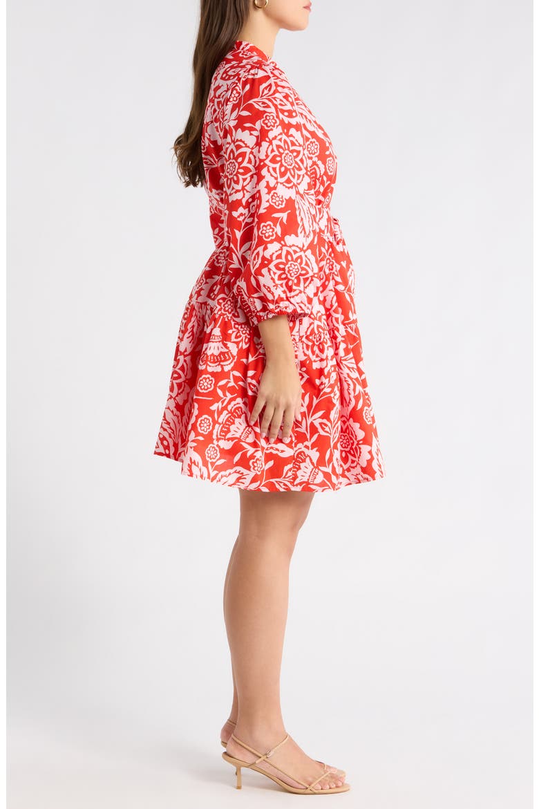 Hazen Floral Leola Shift Cotton Minidress, Alternate, color, RED-MULTI